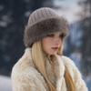 Winter Plush Faux Mink Fur Beanie Hat for Women Elastic Knit Fisherman Cap with Ear Protection - Chic Accessory for Casual Occasions