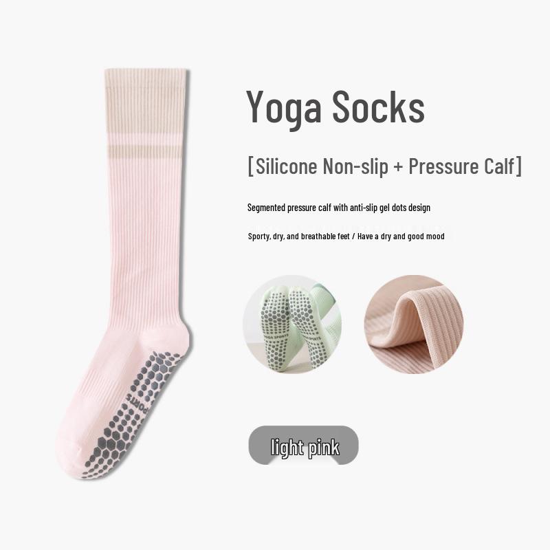 Women's Non-Slip Compression Yoga & Sports Socks - Pure Cotton, Calf-Length, Ideal for Pilates, Dance, and Cycling