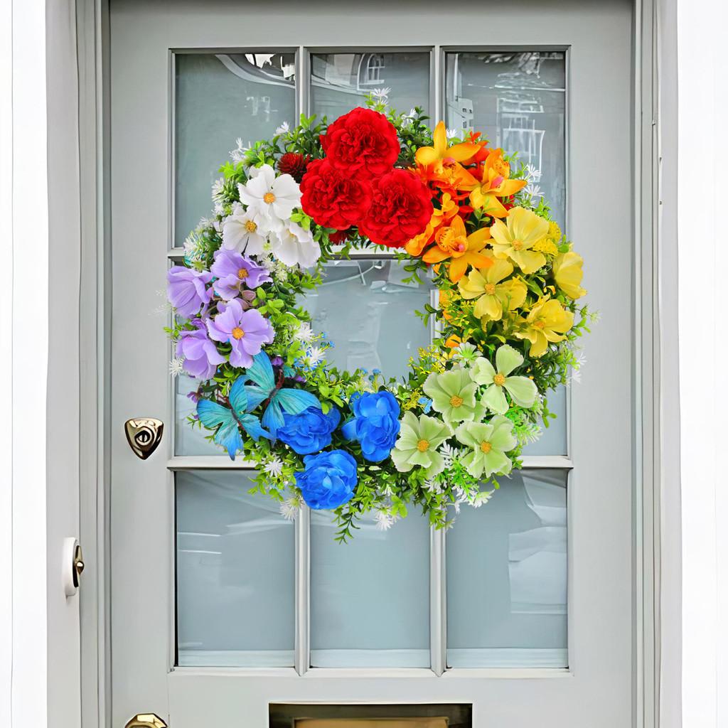 Colorful Flower Artificial Garland Door Hanging Decoration Festive Venue Prop