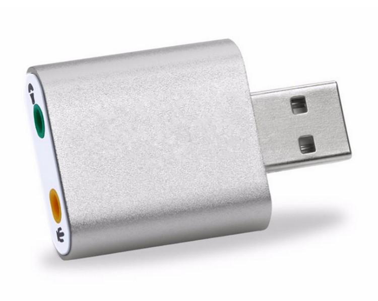USB 7.1 Soundkarte aus Aluminiumlegierung für Audio-Listening und Live-Anrufe