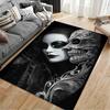 Masked Woman and Skull Art Design Rug Non-slip rug suitable for living room and bedroom sofas.