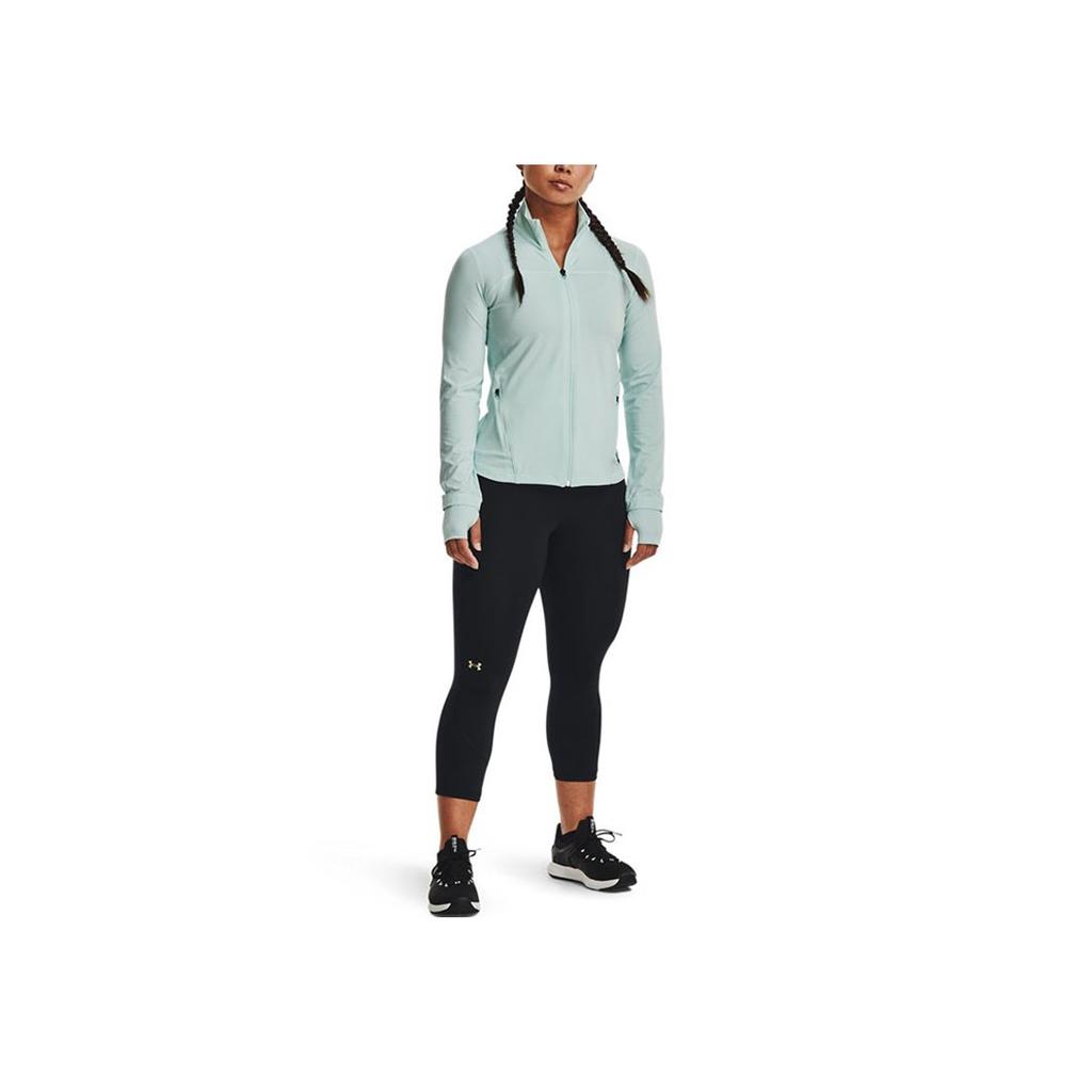 Under Armour Solid Color Zip Training Sports Stand Collar Jacket Women Jackets Green 1359081-936
