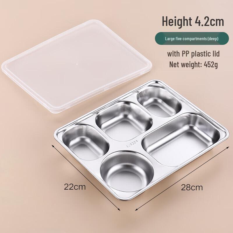 304 Stainless Steel 4-Compartment Divided Meal Plate