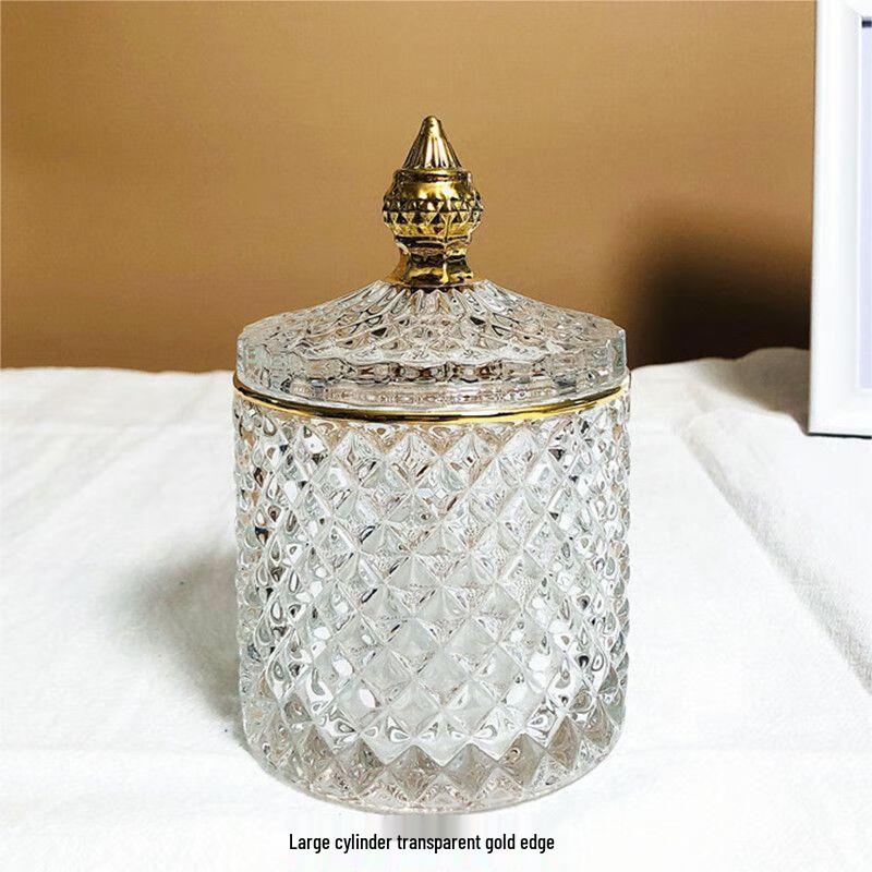 Qianxing Crystal Glass Storage Jar with Gold Rim