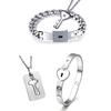 Bracelet jonc Cœur Argenté Délicat pour Pendentif Clé Ensemble Bijoux pour Amoureux pour Jour d'Anniversaire de Couples