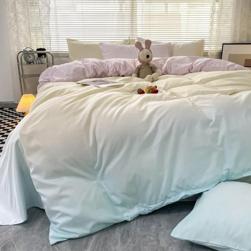 Latest Style Bedding Set Four-piece Gradient Color Bedding Sheet Pillowcase Duvet Cover Set Full Queen King Size