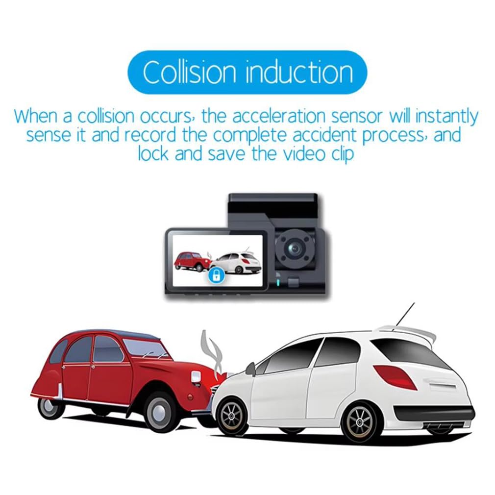 3-channel Wifi dash cam for car, front and rear internal 1080P car DVR, Super