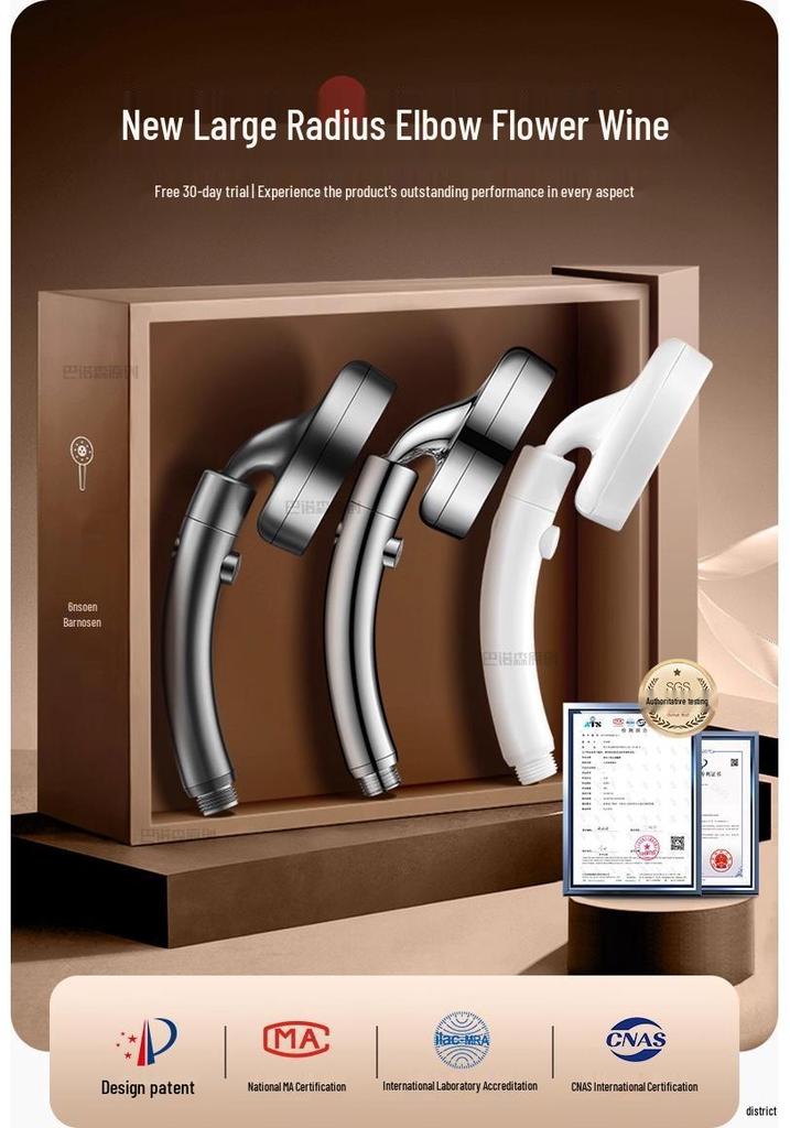 Adjustable Pressurized Elbow Booster Shower Head Faucet for Strong Water Flow