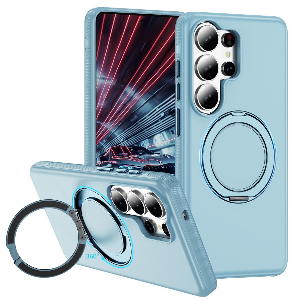 case for Samsung S26 plus ultra 360 degree rotating gear magnetic bracket phone case Skin feel anti fall Wireless Charging plain