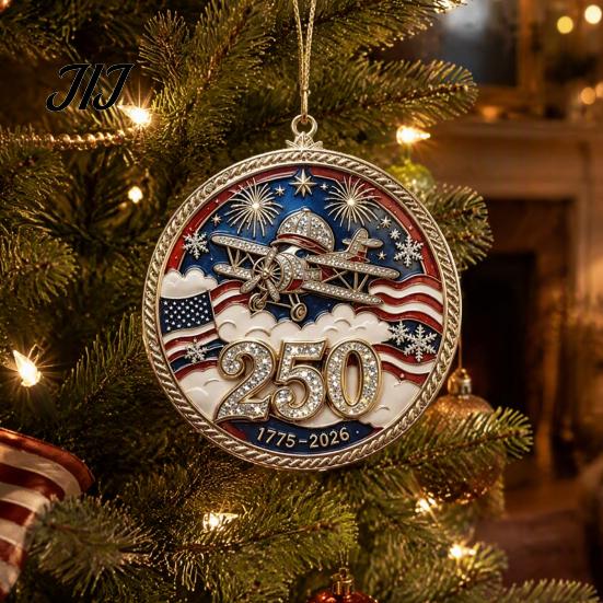 Patriotic Christmas Tree Snowflake Ornaments 250 Anniversary USA Ornament, United States 1776-2026 250th Holiday Gift for Family Friends Keepsake,