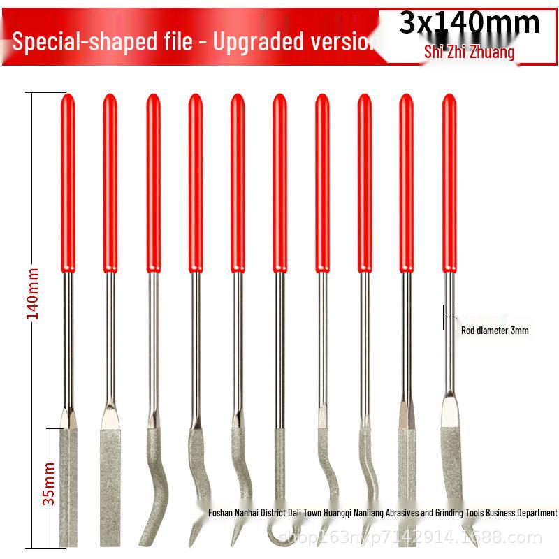 Irregular Shaped Diamond File Set, 3x140mm Mini Diamond Grit Files
