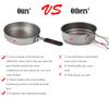 Lixada 1400ml Titanium Fry Pan Ultralight Grill Frying Pan with Folding Handle for Outdoor Cookware Camping Equipment