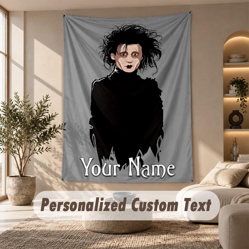 Tapestry Custom Name Text, Wall Hanging Tapestry Home Room DecorEdward Scissorhands