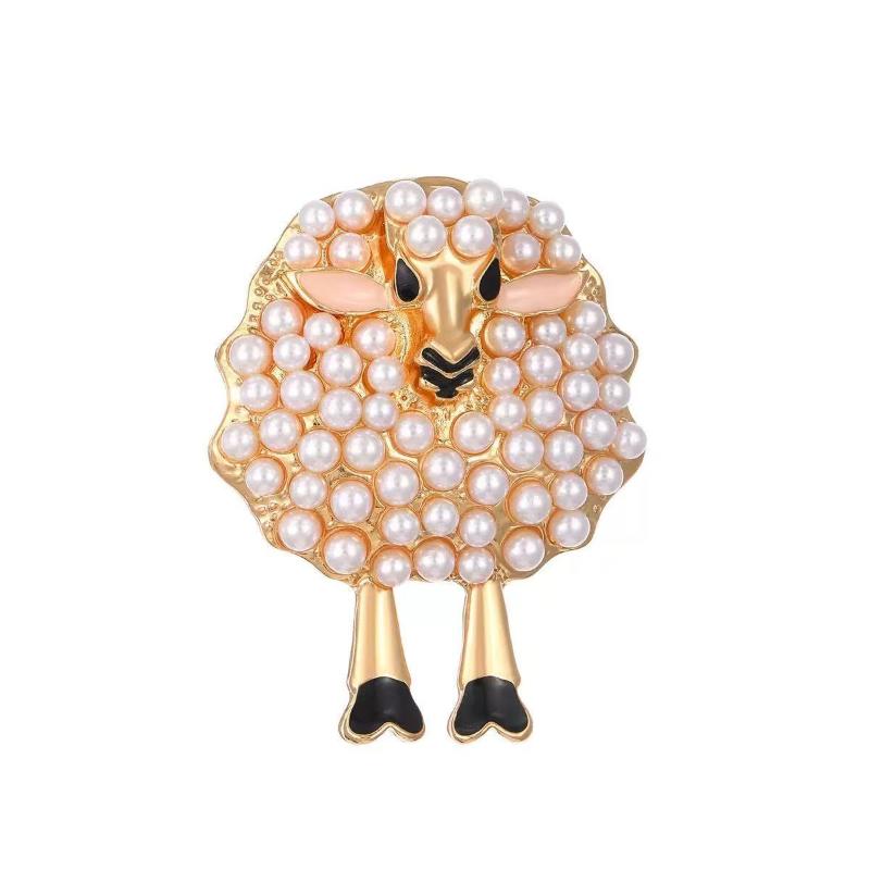 Imitation Pearl Sheep Animal Brooch Pin 1Pcs for Women Elegant Design for Wedding Party Coat Bag Decoration Gift