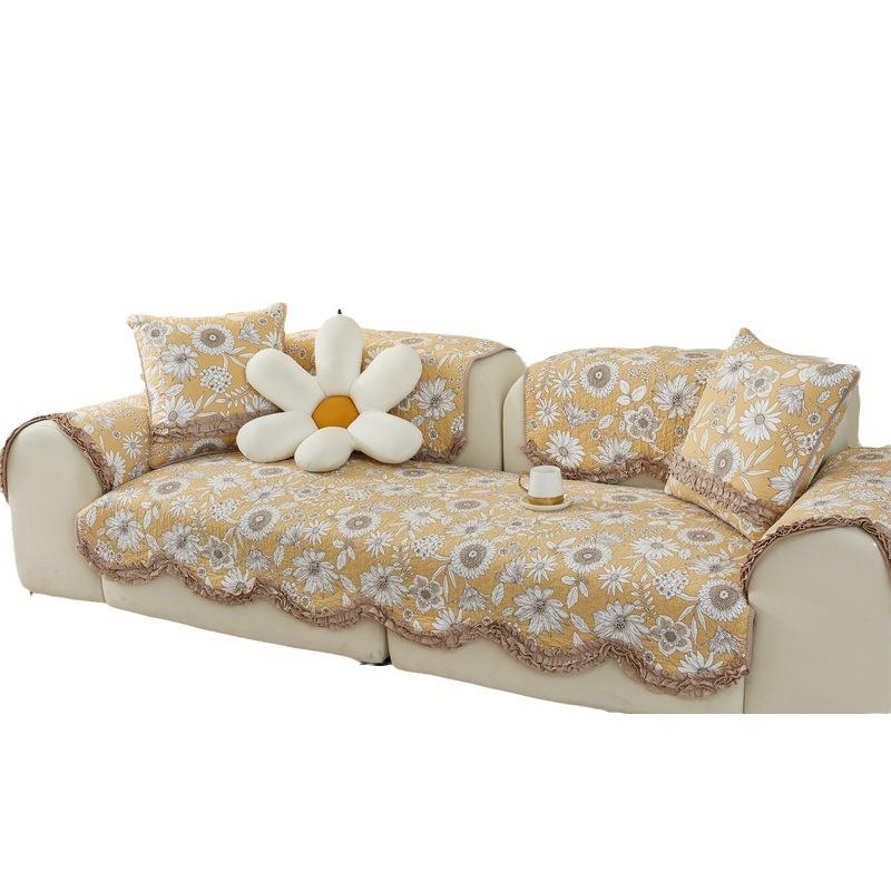 Korean Garden Cotton Sofa Cushion Floral Sofa Cover Cloth Pastoral Style Fresh Cushion Modern Sofa Seat Cushions