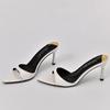 Fashion Summer 2025 New Pointed High Heels with Thin Heels Half Slippers Women's Lacquer Leather Bare Color Versatile Simple Sandals