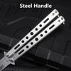 1pc Foldable Comb Stainless Steel Practice Training Butterfly Knife Comb Beard & Moustache Brushes Hairdressing Styling Tool