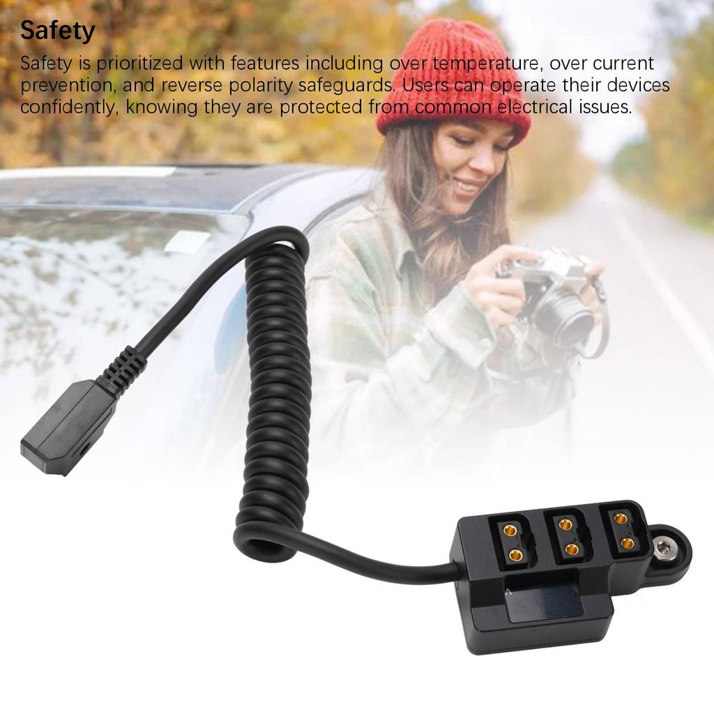 D Tap Splitter Cable with LED Digital Display B Type 3 Port D Tap Splitter Hub Power Cable for V Mount Camera Battery