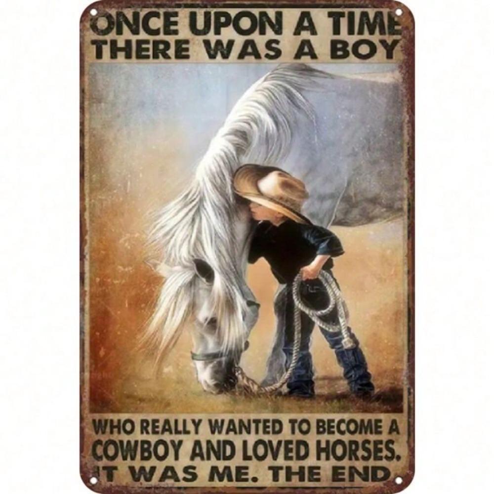 Vintage Metal Sign Old West Cowboy Wall Decor Garage