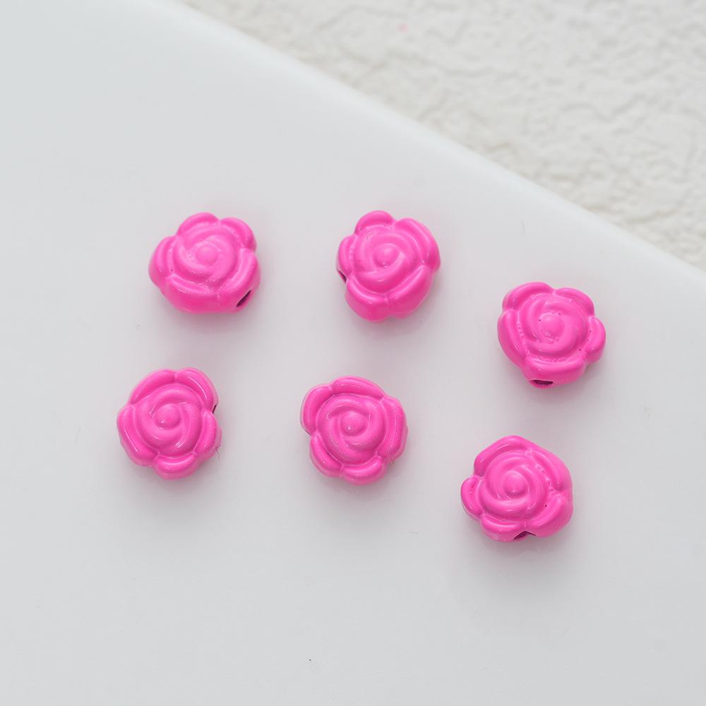 6Mm Legierung Farbige Rosenperlen Perlen DIY Handgefertigt Halskette Armband Ohrschmuck Gerades Loch Blume Zubehör Material