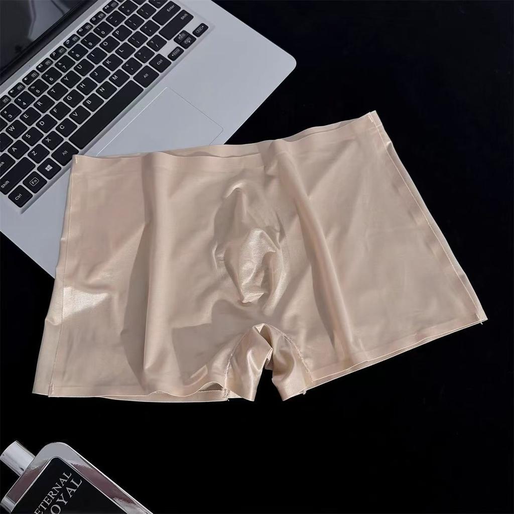 Pearlescent Satin Silky Panties Men'S Ice Silk Seemless One-Piece Underwear U Convex Underpant Transparent Slim Fit Boxer Shorts
