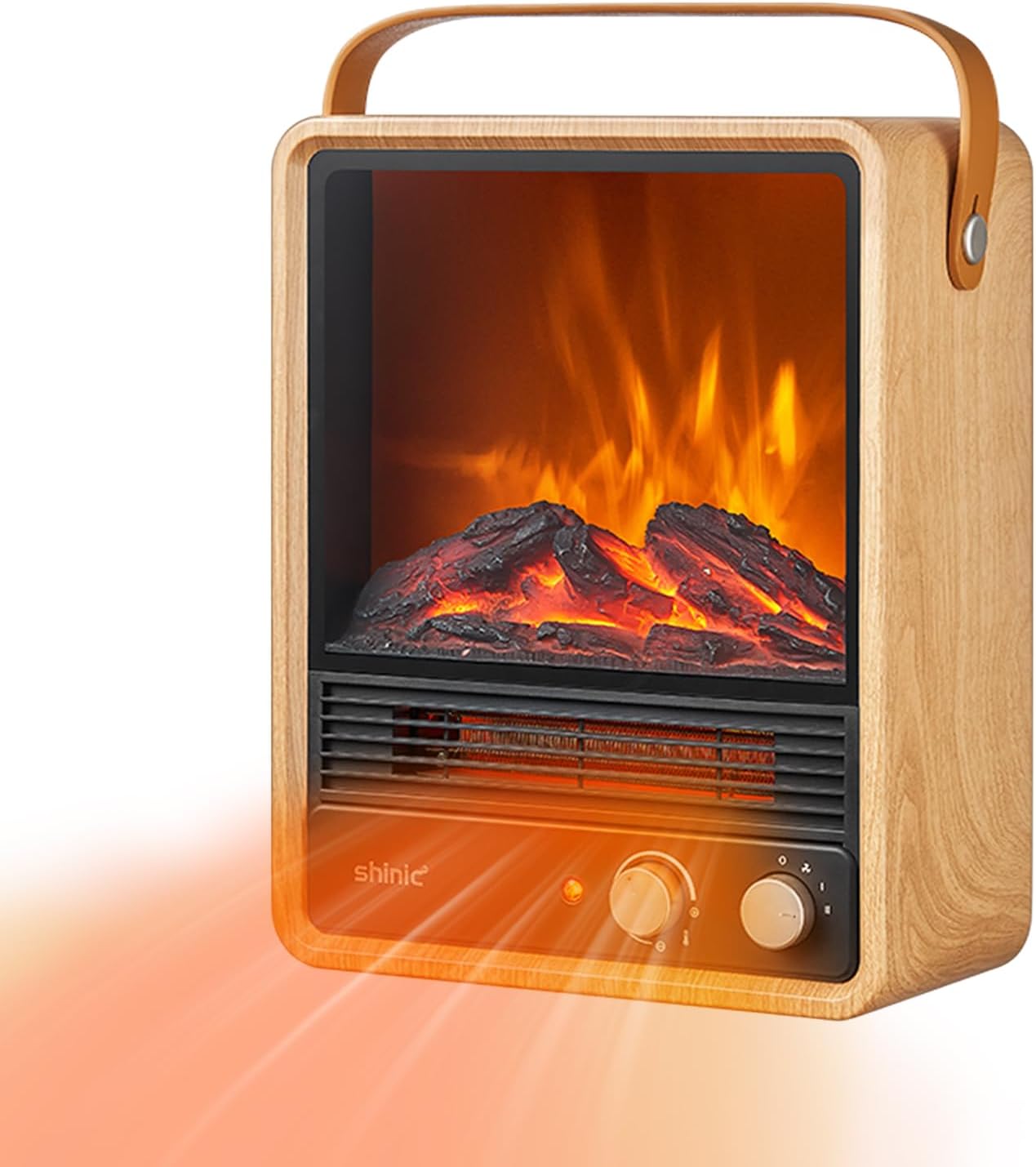 

Портативний обігрівач-камін 1500 Вт з реалістичним 3D полум ям та потріскуванням, термостатом, сертифікований ETL (волоський горіх)