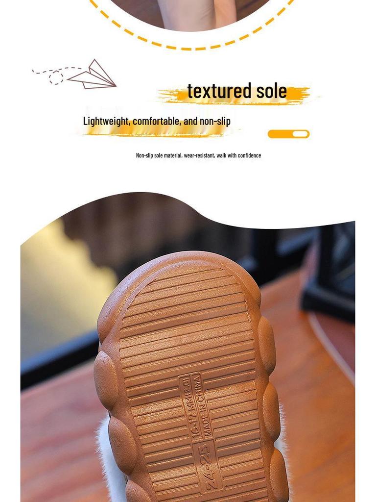 New Kids' Cotton Slippers: Plush, Thickened for Warmth, Ideal for Fall & Winter, Indoor & Outdoor