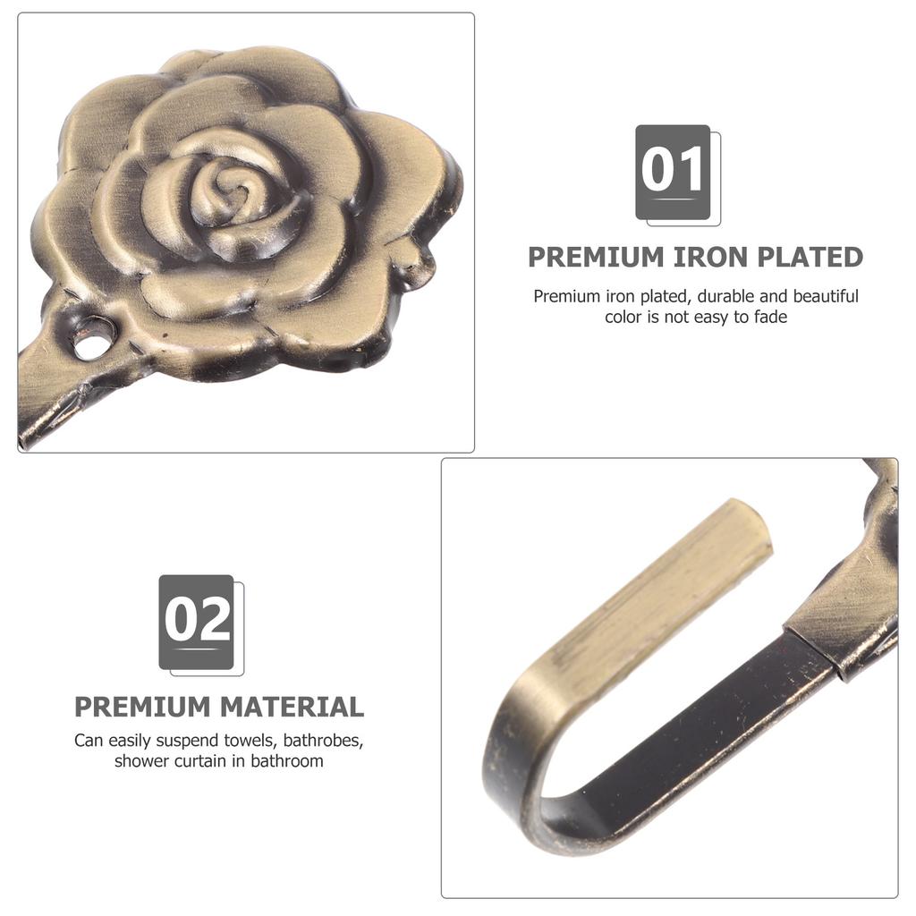 4 set Väggmonterade Gardinhållare Järnband Dekorativa Draperikrokar Elegant Rosblommönster Användning i Hem Hotell Restaurang