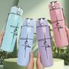 1PC Minimal Signature Line Sketch Print 750ml Color Plastic Sports Water Bottle Leakproof Flip Straw Lid Suitable for Sports Office Home Use