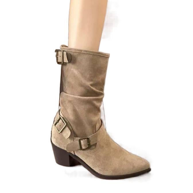 Vintage Western Women's Cowboy Boots with Chunky Heels and Pointed Toes - 2025 Autumn Fashion.