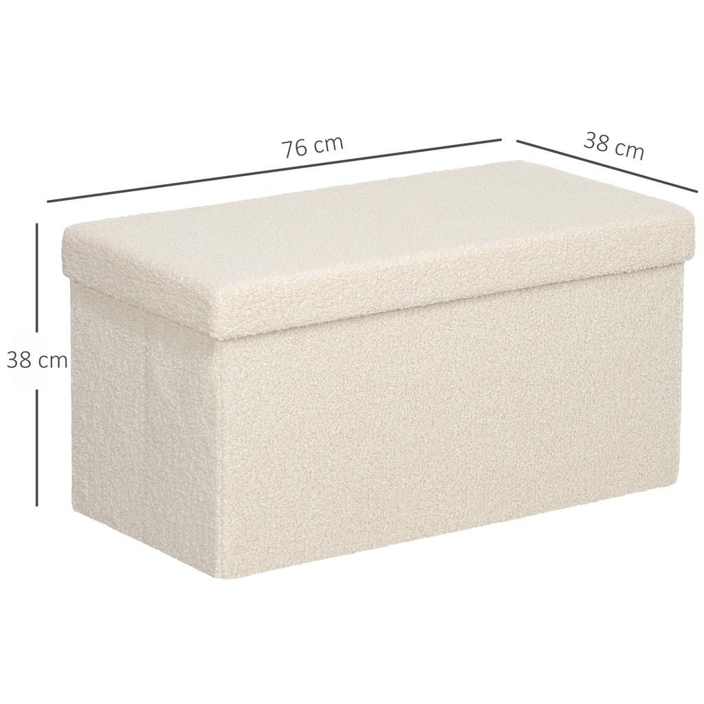 Storage Ottoman, Upholstered Bench with Storage and Lid for Living Room, Bedroom, Hallway, Cream White