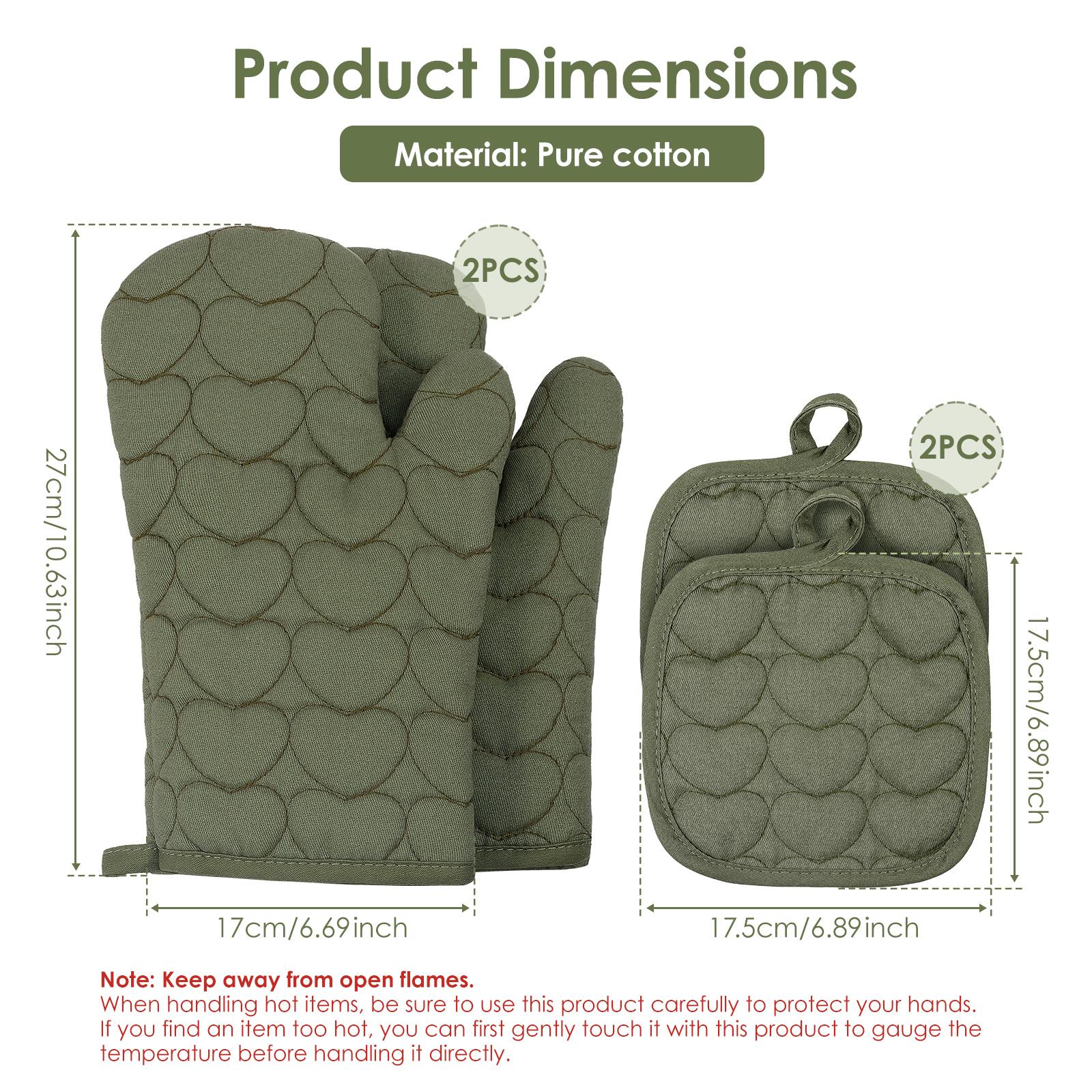 4Pcs Oven Mitt and Pot Holder High Heat Resistant 250℃ Kitchen Oven Glove Baking Oven Mitt and Potholder for Kitchen Accessories