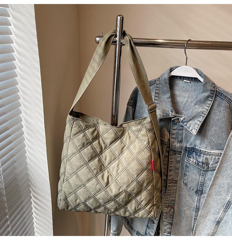 

Простая женская сумка для поездок на работу, осенне-зимняя сумка-мессенджер большой вместимости, студенческий рюкзак, сумка-ведро, сумка на плечо зелёный