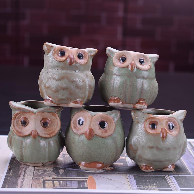 Ceramic Owl Succulent Flower Pot 0262 - Mini ZAKKA Animal Design