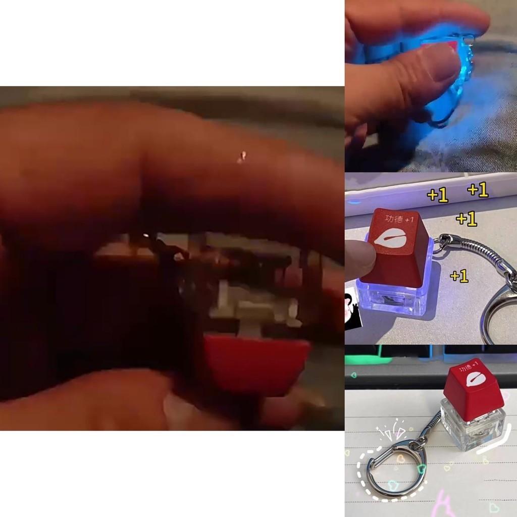 Dazzling Acrylic Illuminated Keychain With Electronic Muyu Keyboard Wholesale Available