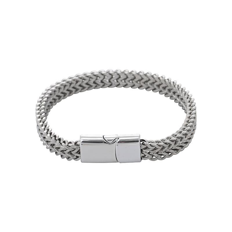 Hip Hop Stainless Steel Fish Scale Bracelet Men Double Row Front Back Punk Jewelry Trendy Gifts for Men Biker Rock