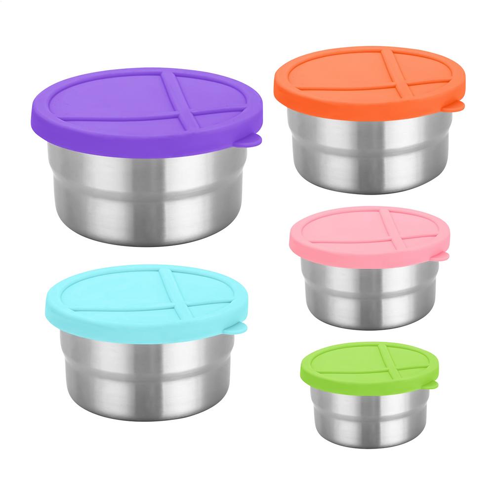 Stainless Steel Food Container 5 Pieces Stainless Steel Containers with Lids Round Food Storage Nesting Snack Bowl for Kitchen 5760₽