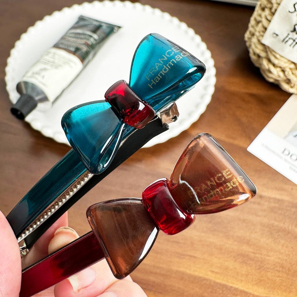 Premium Quality Acetate Spring Hair Claw Clip With Chic Bow Design For Ladies