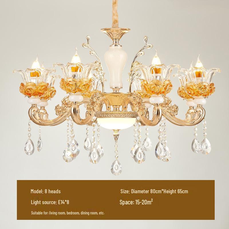 European Zinc Alloy Crystal Chandelier for Living Room, Bedroom, or Restaurant
