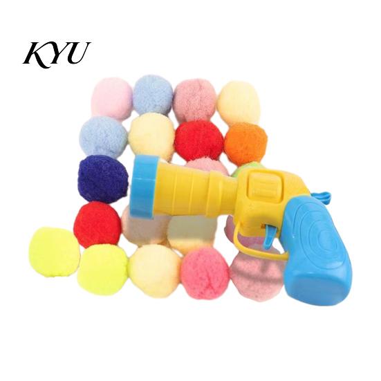 Indoor Cat Exercise Toys Ball Launcher Toy, Plush with Soft Fuzzy for Hunting Balls, Interactive Fetch Toy Bored Cats Kittens Automatic Interaction
