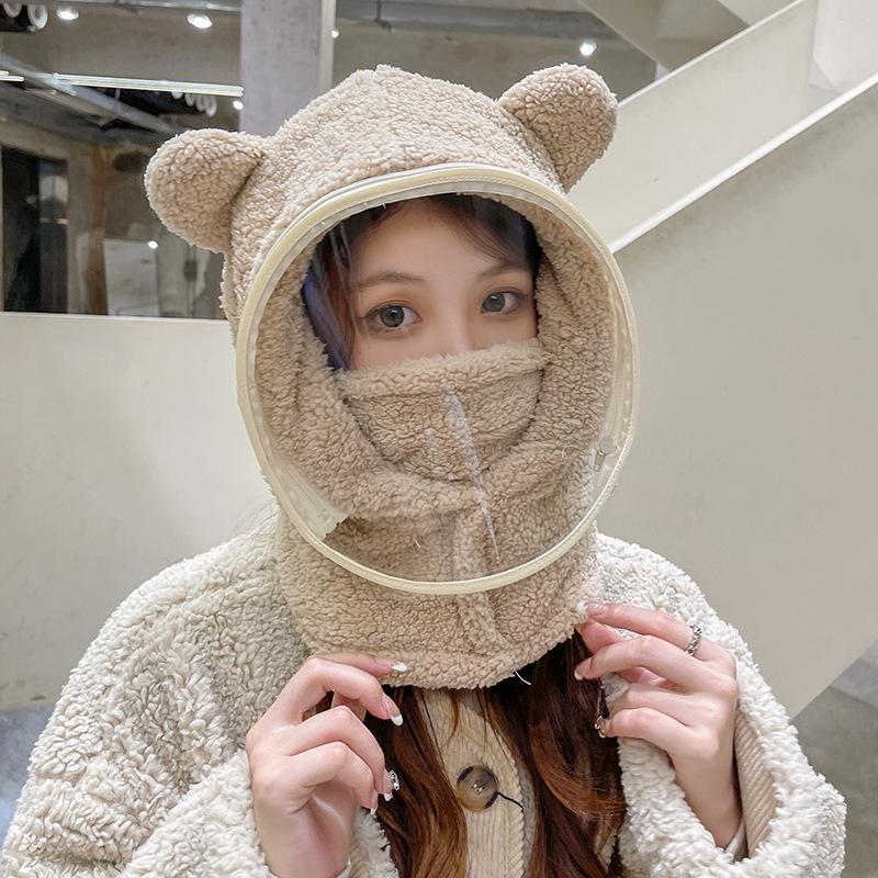 Winddichte Vollgesichtsmaske Hut für Erwachsene Herbst Winter Kopf Hals Abdeckung Ski Radfahren Mützen Kinder Niedliche Bärenohren Ohrenschützer Kappen Maske