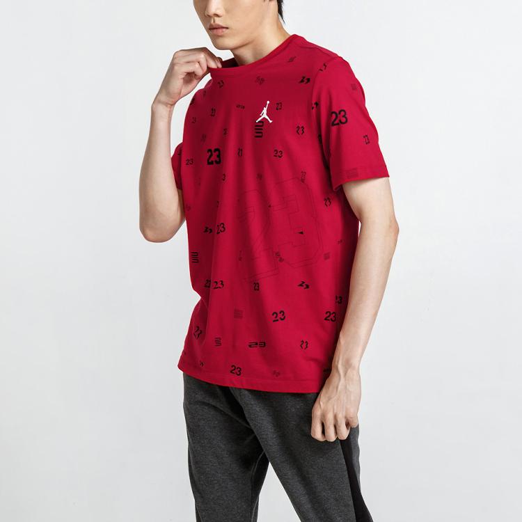Jordan Printed Round Neck Loose Short Sleeve T-Shirt Men Tops Red AT0551-687