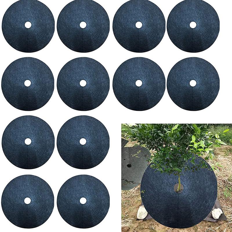 New 12pcs Black Non-woven Weeding Cloth Ring Vegetable Garden Protection Mat Ecological Weed Cloth