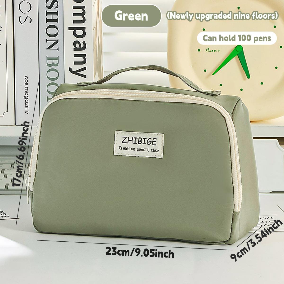 

Large Capacity Portable Pencil Case Korean Stationery Box Student Pencil Bag Atorage Bag Cosmetic Bag School Office Supplies зелёный