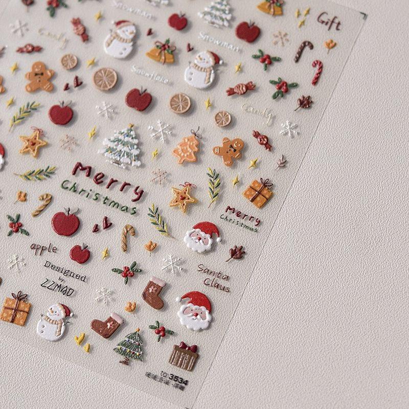 

Tomoni Embossed Nail Sticker Best Selling Cute Nail Sticker Japanese Style Christmas Bear 3534 Default