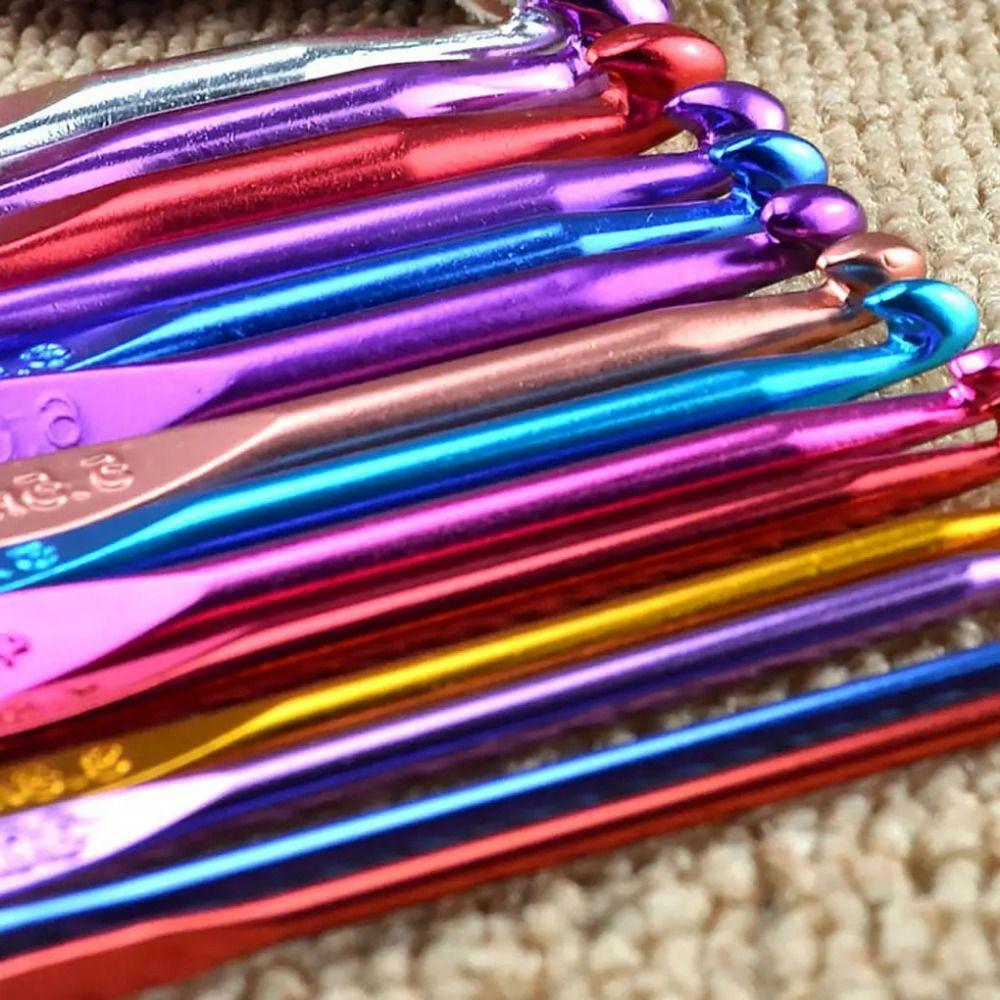 Comfortable Crochet Needles Set Multicolored Handle Crochet Knitting Knitting Needle  Sewing Tools