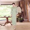 Blue Guofeng New Chinese Suzhou Long Sleeve Autumn Improved Cheongsam Seven-quarter Sleeve 1011 New Young Women's Spring and Autumn