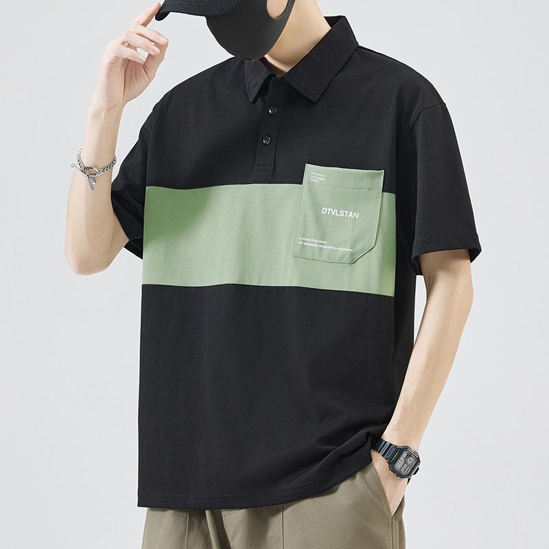 Summer Men's Polo Shirt Lapel Short Sleeve T-shirt Loose and Simple T-shirt