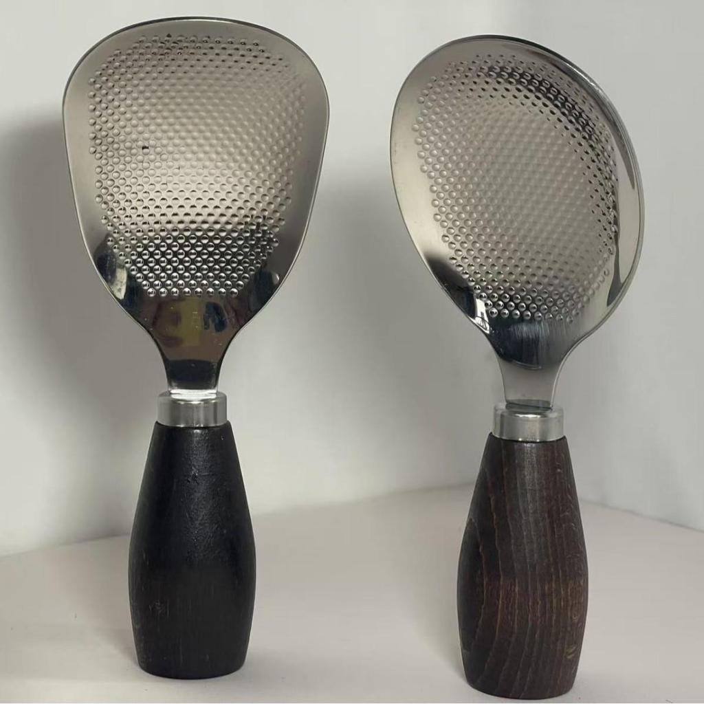 304 Stainless Steel Non-Stick Rice Spoon with Wooden Handle, Standable Design for Home Use