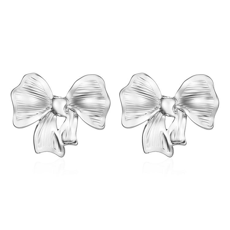 

K gold stainless steel French fashion versatile ribbon tied bow necklace necklace stud earrings earrings